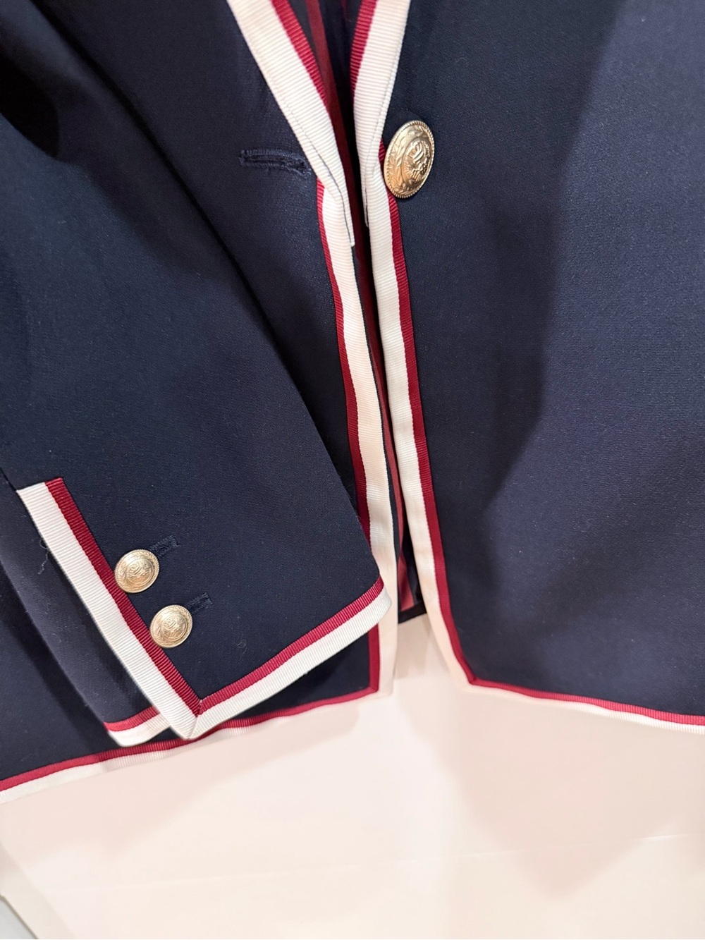 L’AGENCE Chamberlain Blazer Navy Red White Trim Gold Buttons Size 10 NWT - Picture 11 of 16